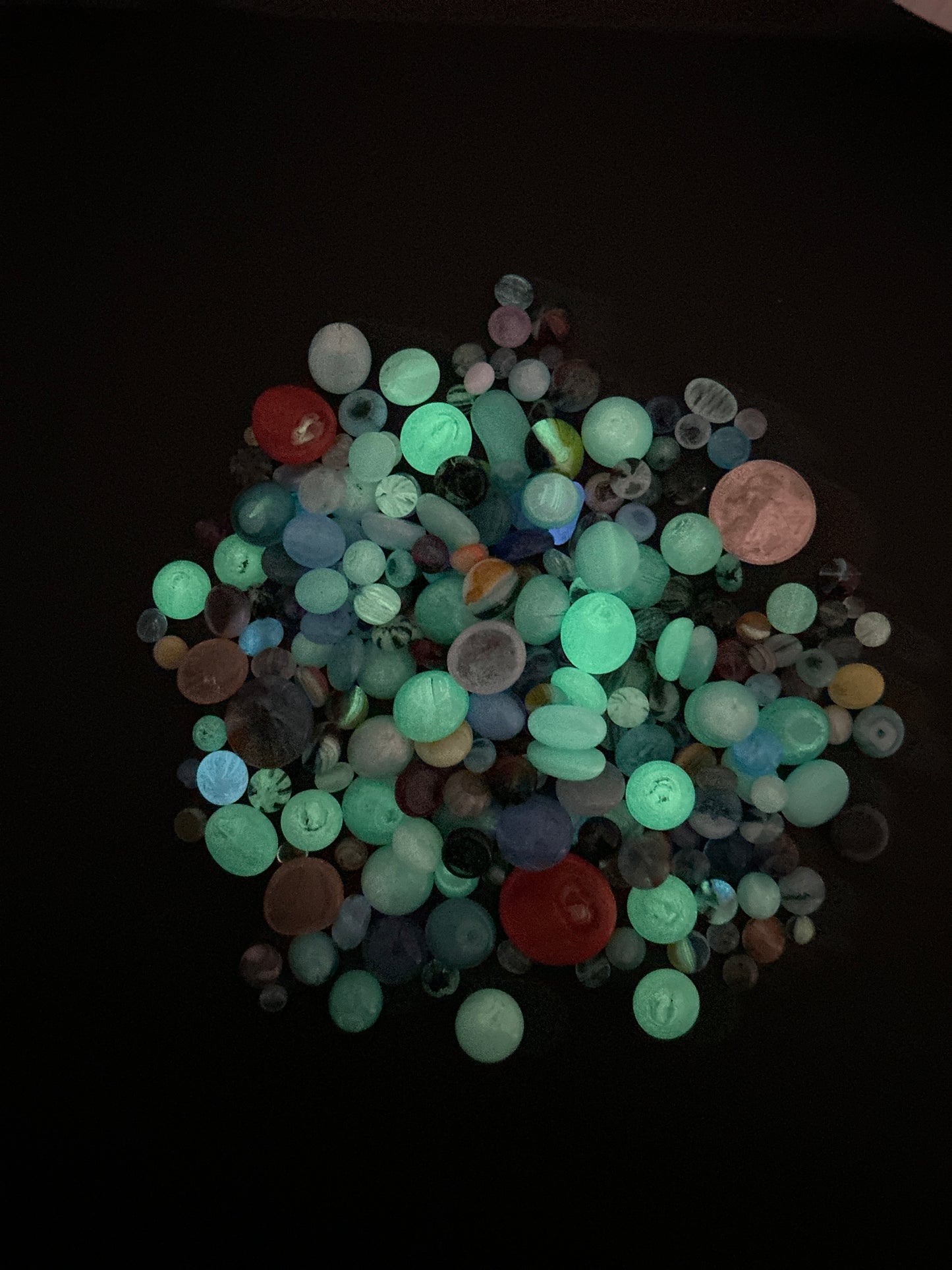 COE 90/ Glow in the Dark Dots/ fired murrini dots/Mix of Different colour rainbow Glass Dots/ mosaic /polka dots