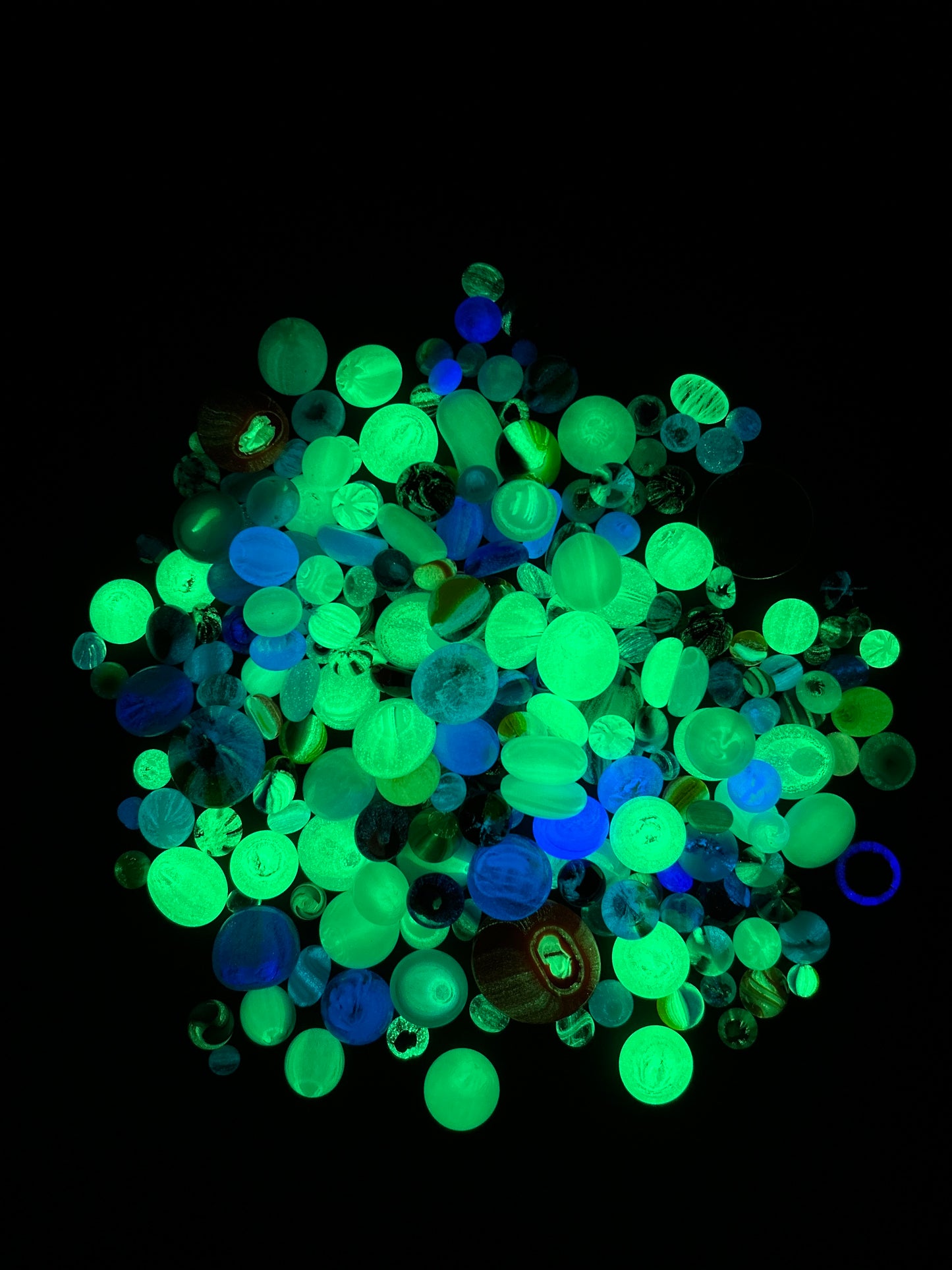 COE 90/ Glow in the Dark Dots/ fired murrini dots/Mix of Different colour rainbow Glass Dots/ mosaic /polka dots