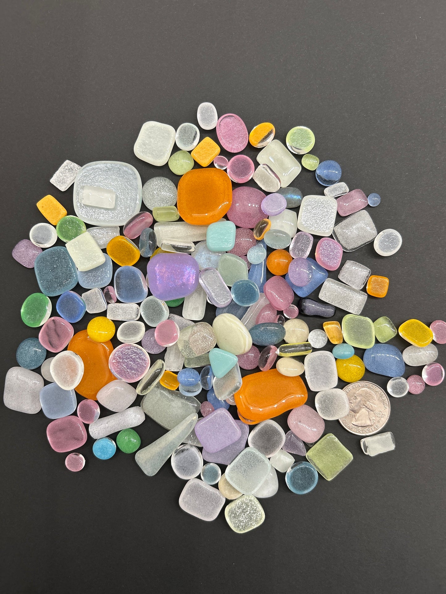 COE 90/ Mix of different colour Glow in the Dark Dots/ fusible, mosaic dots