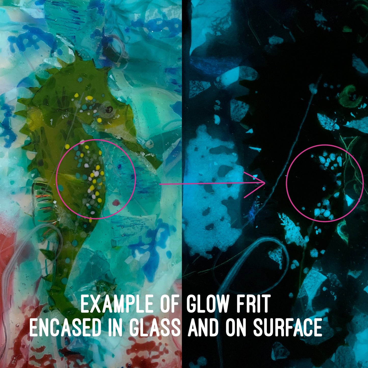 COE 90 GREEN Glow in the Dark  FRIT fine, medium and large