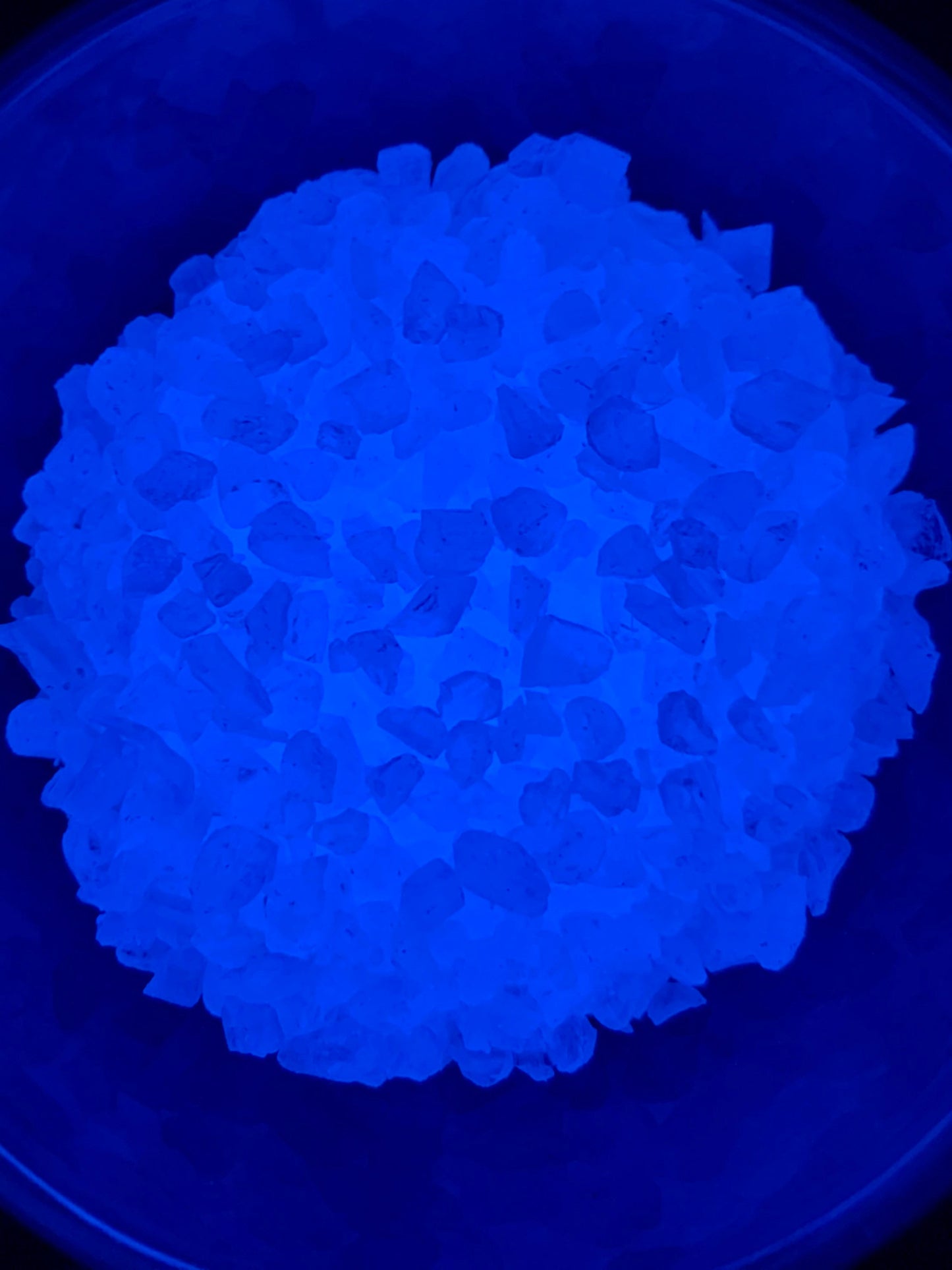 COE 96 Azure BLUE Glow in the Dark / 1 and 3 ounce FRIT fine, medium & large