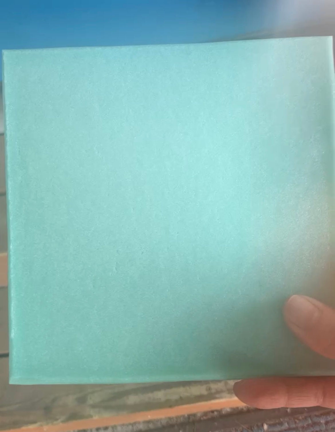 COE 90/ Tulum's Dream Aqua with Turquoise Glow in the Dark sheet glass/ AQUA during day and glows Turquoise at night!