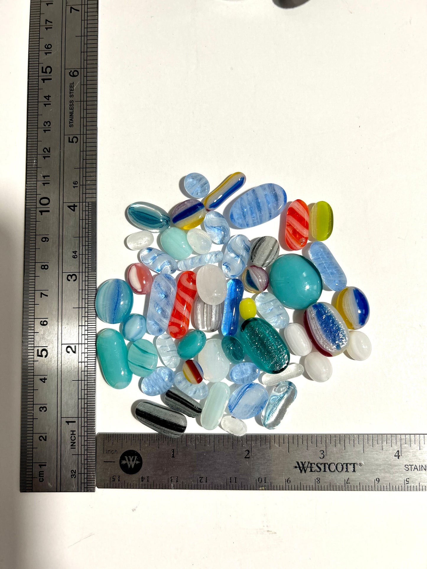 COE 90/ Glow in the Dark Dots/ fired murrini shapes/Mix of Different colour rainbow Glass Dots/ mosaic /ovals and blobs