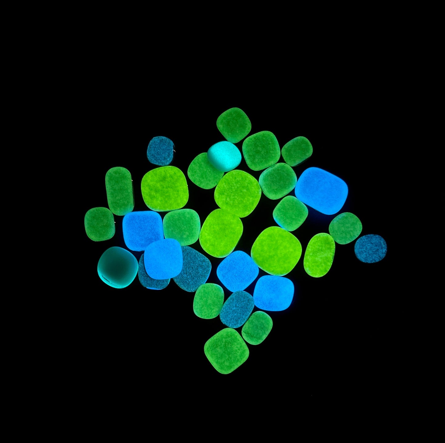 COE 90/ Mix of different colour Glow in the Dark Dots/ fusible, mosaic dots