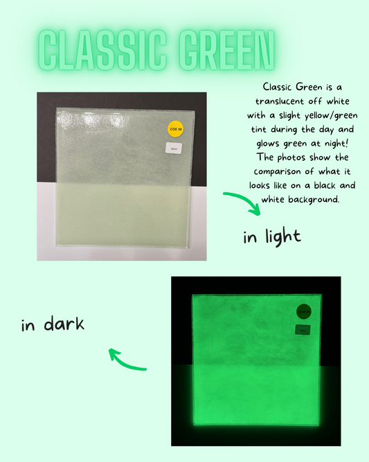 COE 96/ Green Glow in the Dark sheet glass