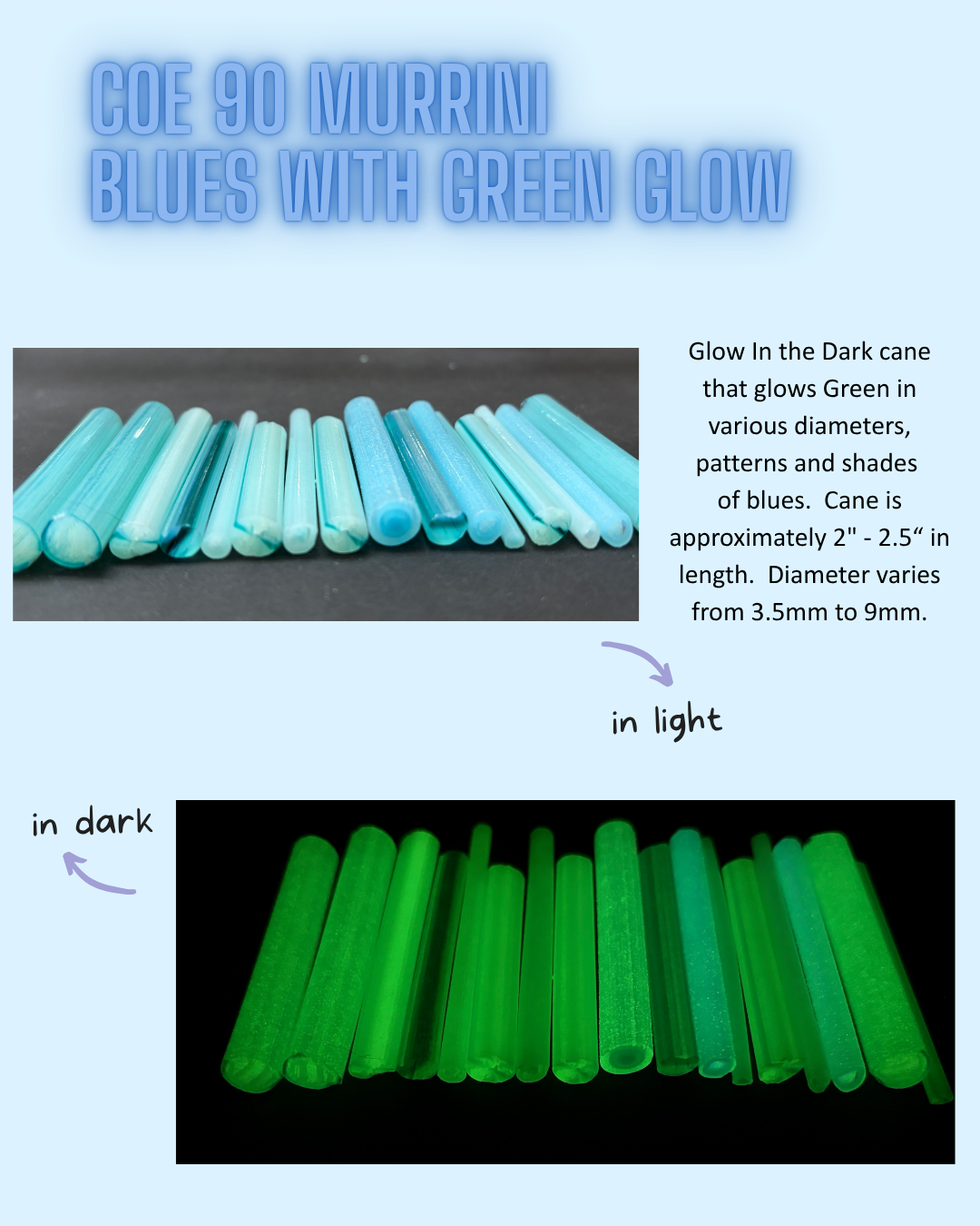 COE 90/ Different shades of blues with Green Glow GlowRini!