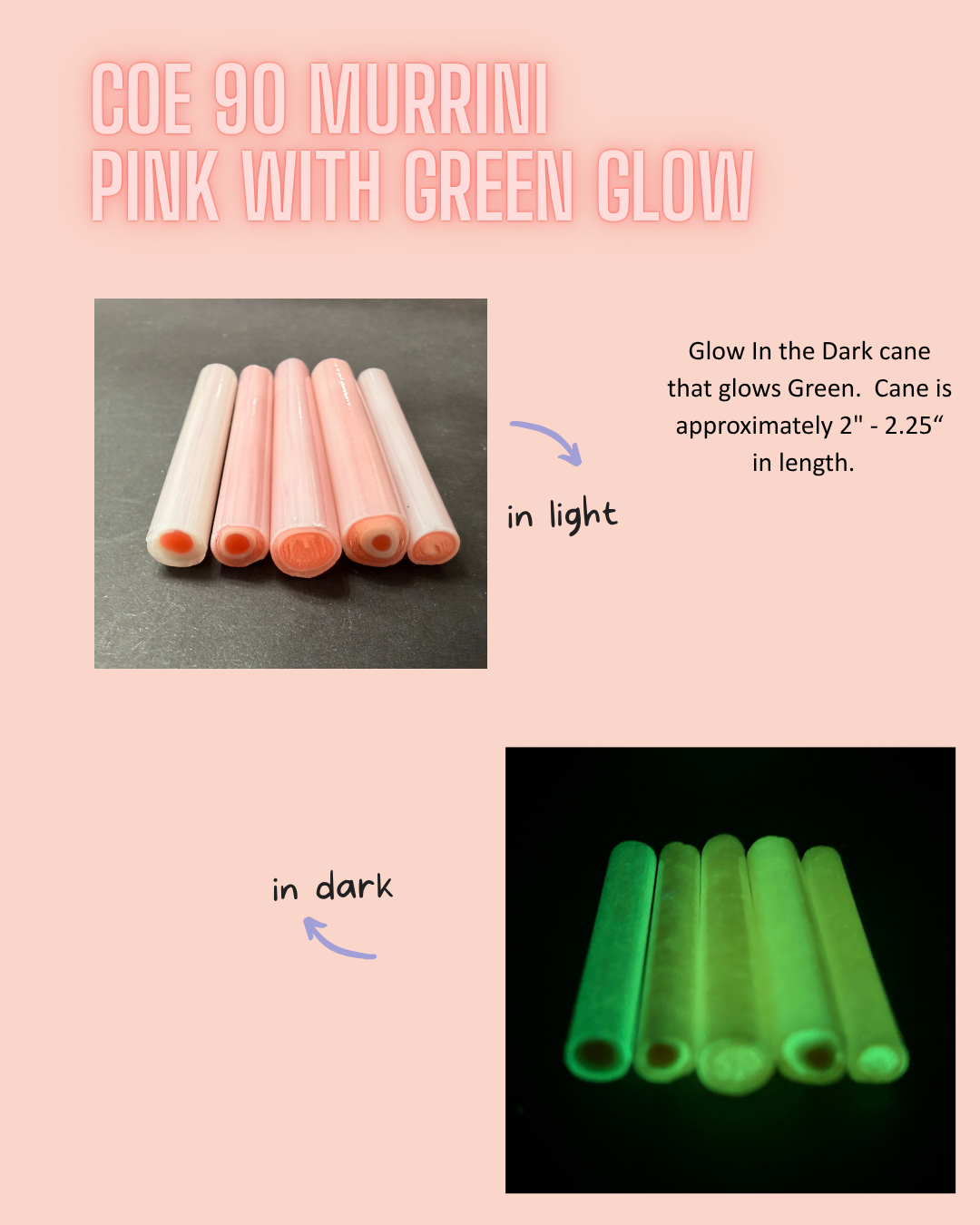 Pink murrini with green glow