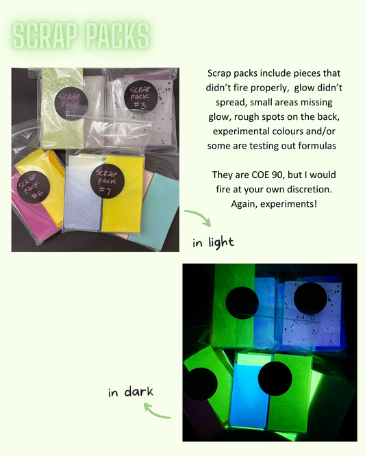 Glow in the Dark glass scrap packs