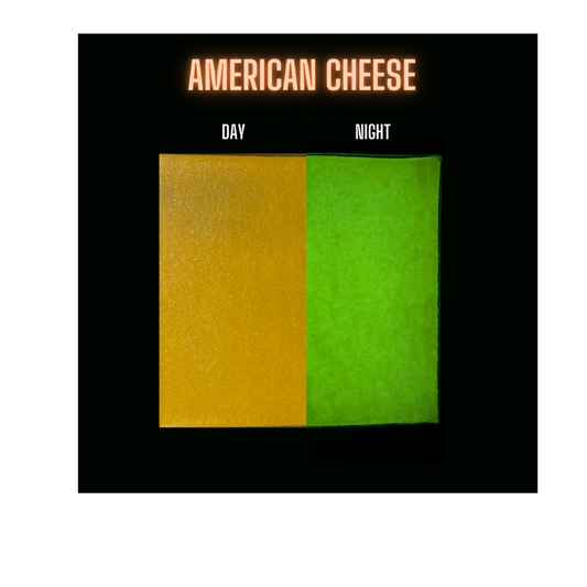 COE 90  / American Cheese  - Orange during the day and glows Green sheet glass