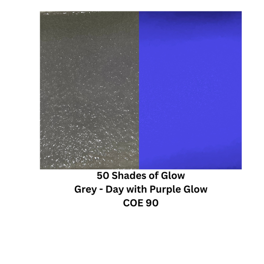 COE 90/  50 Shades of Glow - Grey during the day and glows Purple in the Dark sheet glass