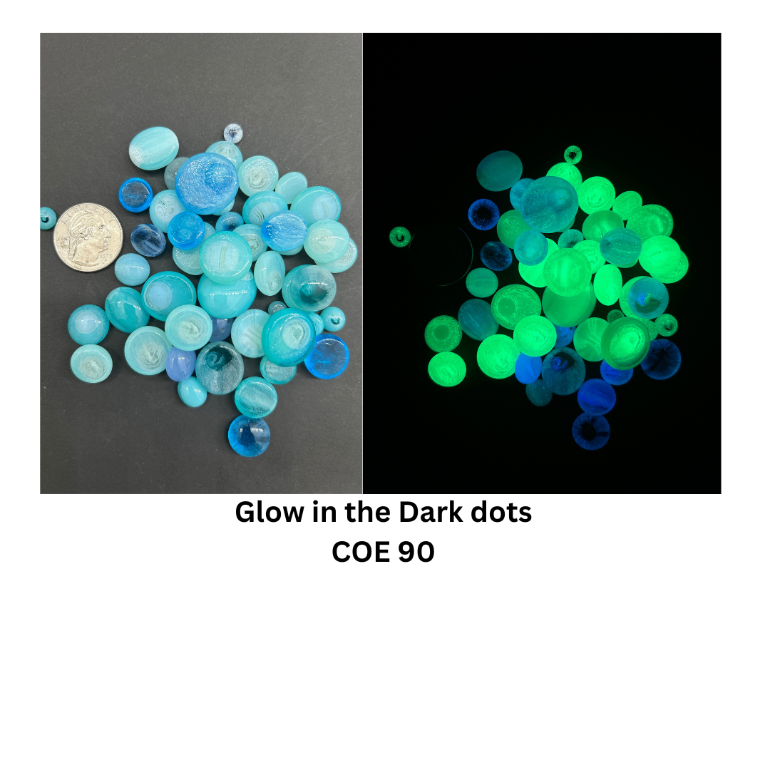 COE 90/ Glow in the Dark Dots/ variety of blues