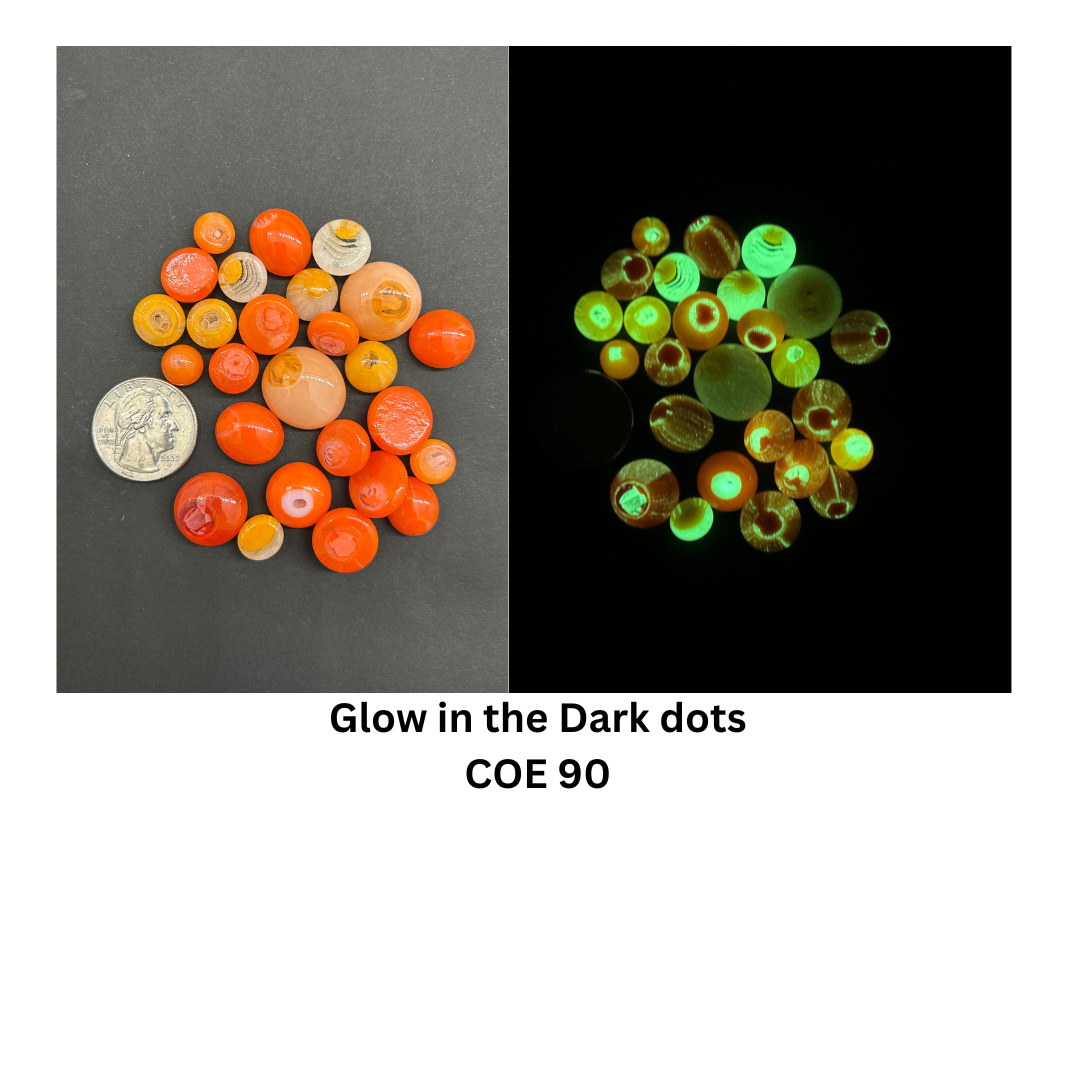 COE 90/ Glow in the Dark Dots/ variety of oranges