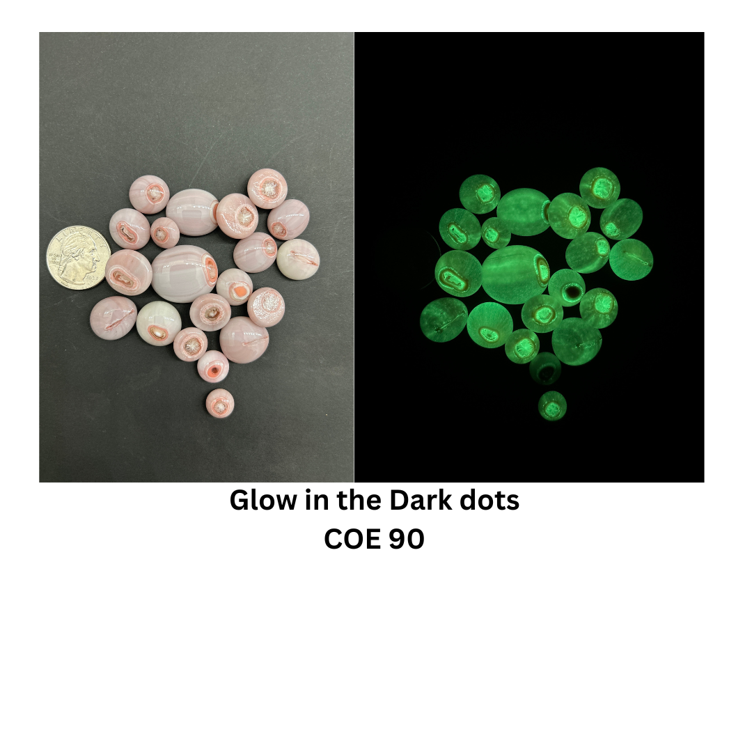 COE 90/ Glow in the Dark Dots/ variety of pinks