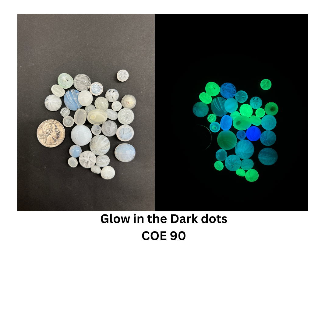 COE 90/ Glow in the Dark Dots/ variety of whites