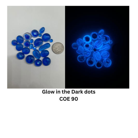 COE 90/ Glow in the Dark Dots/ blue with azure glow with dichro!