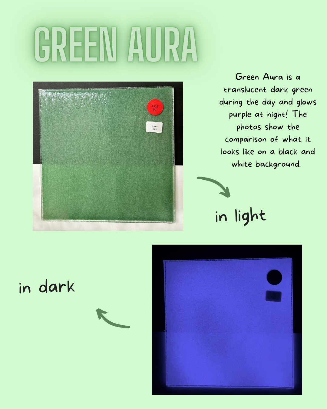 COE 90 / Dark Green during day and glows Purple at night!/  Green Aura