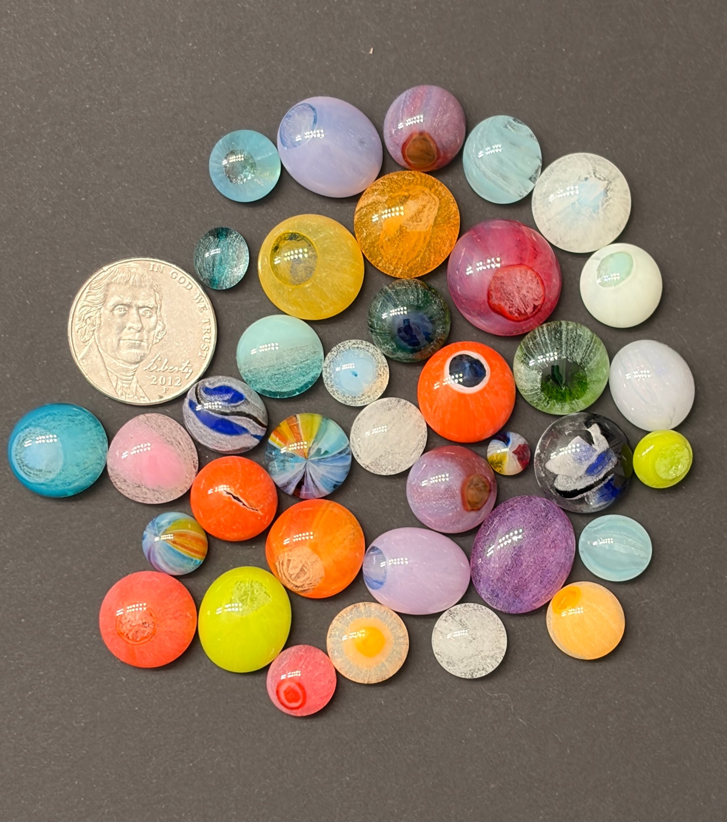 COE 90/ Glow in the Dark Dots/ fired murrini dots/Mix of Different colours Glass Dots/ mosaic /polka dots