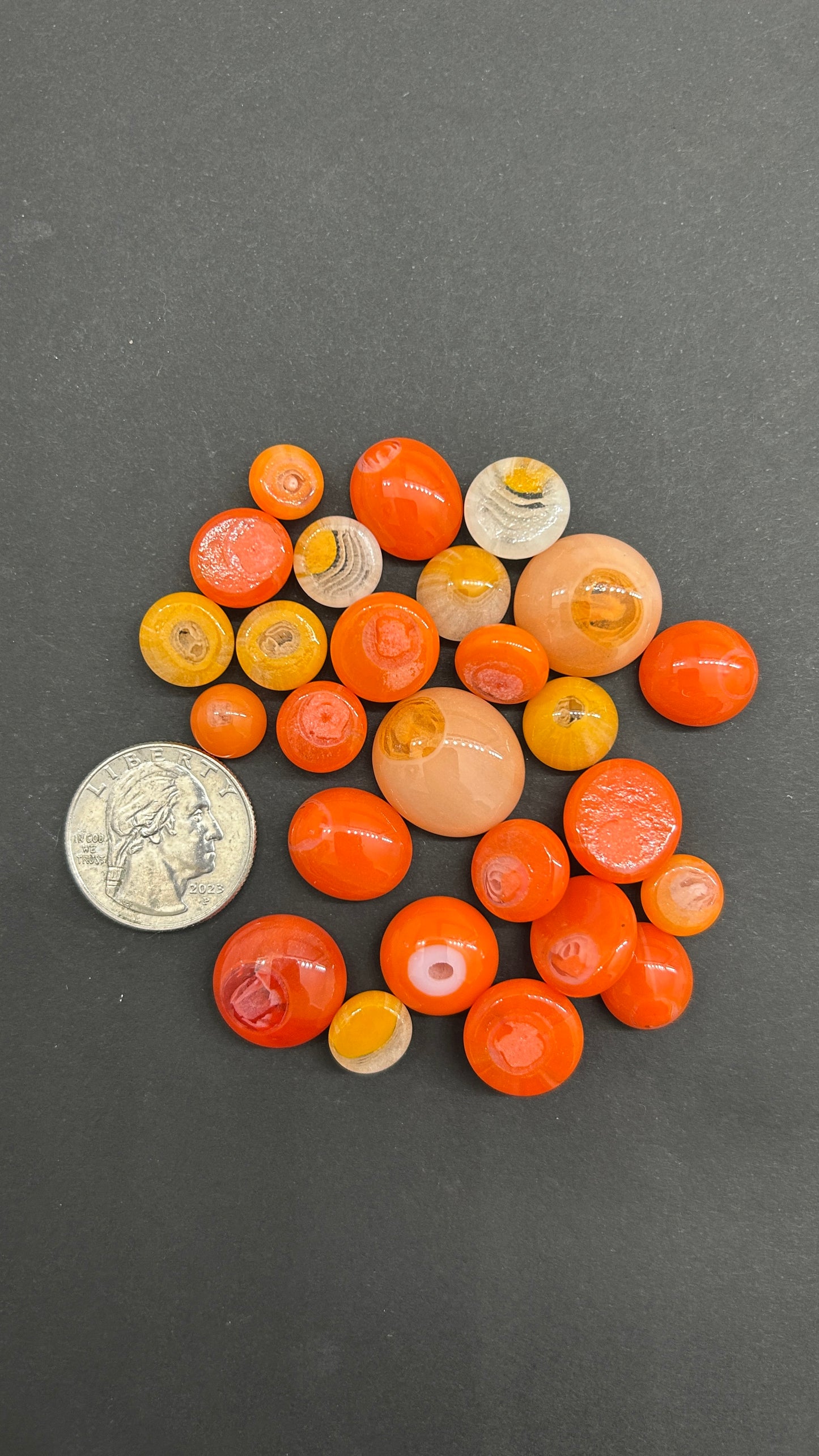 COE 90/ Glow in the Dark Dots/ variety of oranges