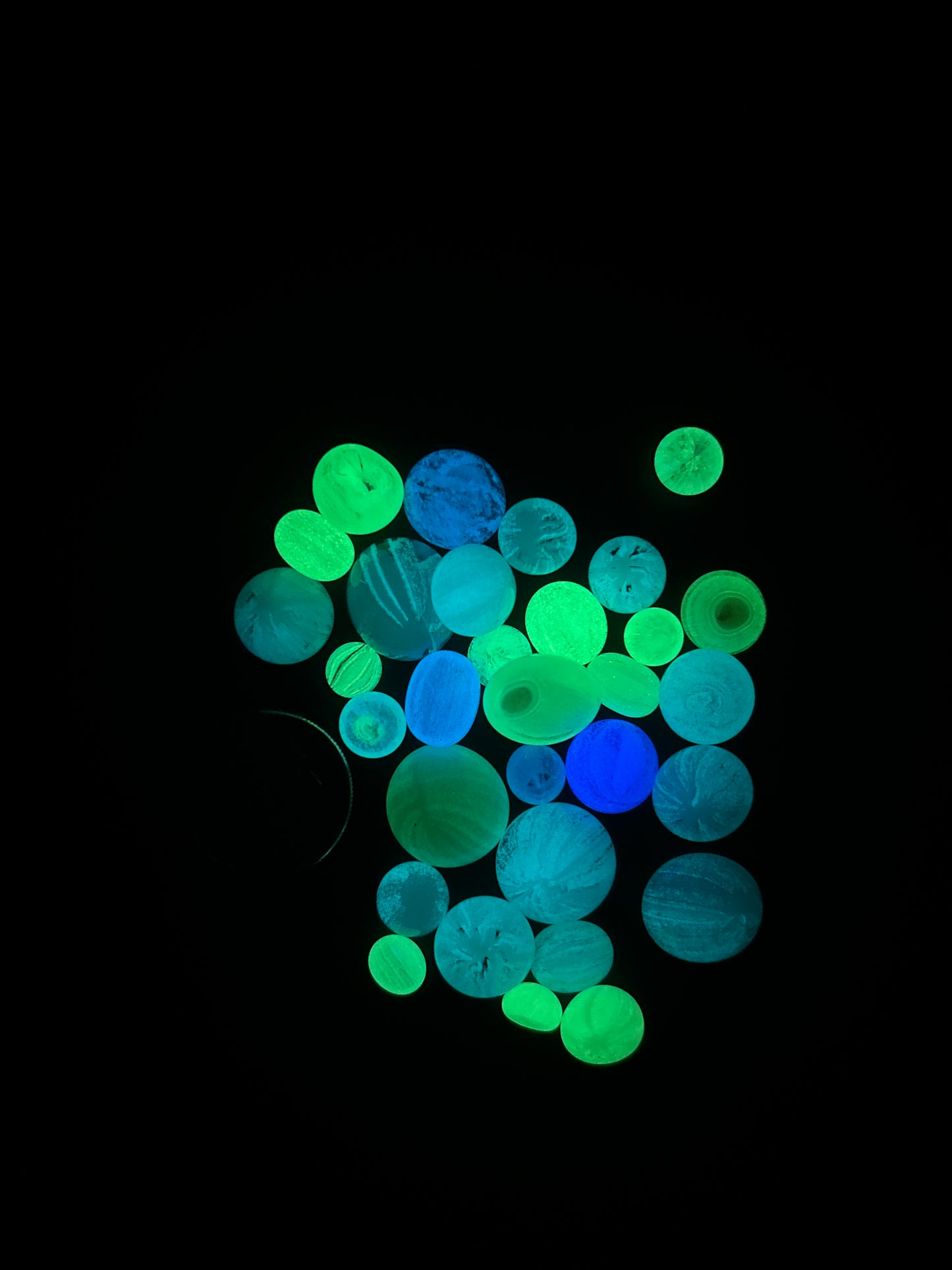 COE 90/ Glow in the Dark Dots/ variety of whites