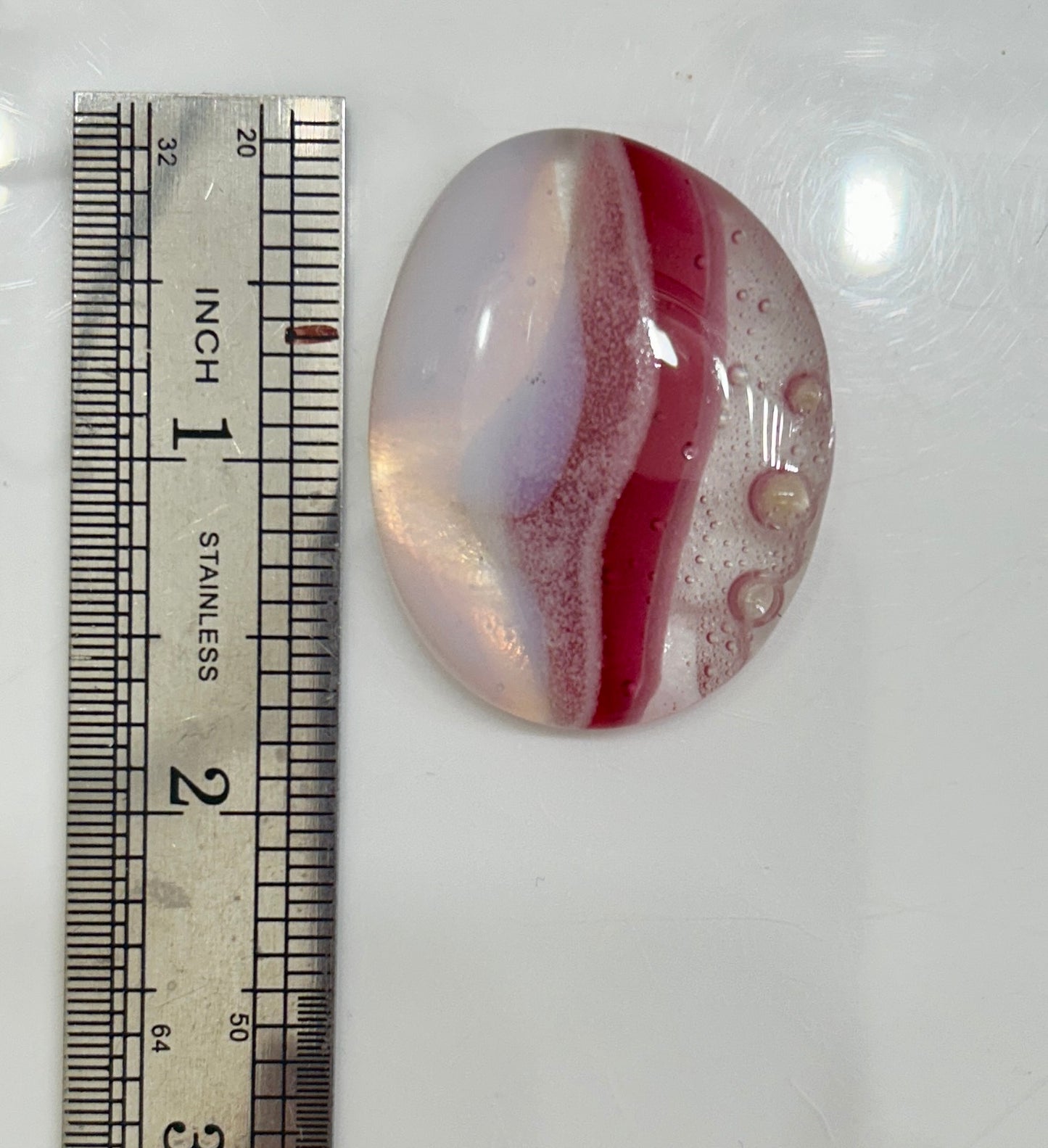 Pink and white Glow in the Dark  cabochon