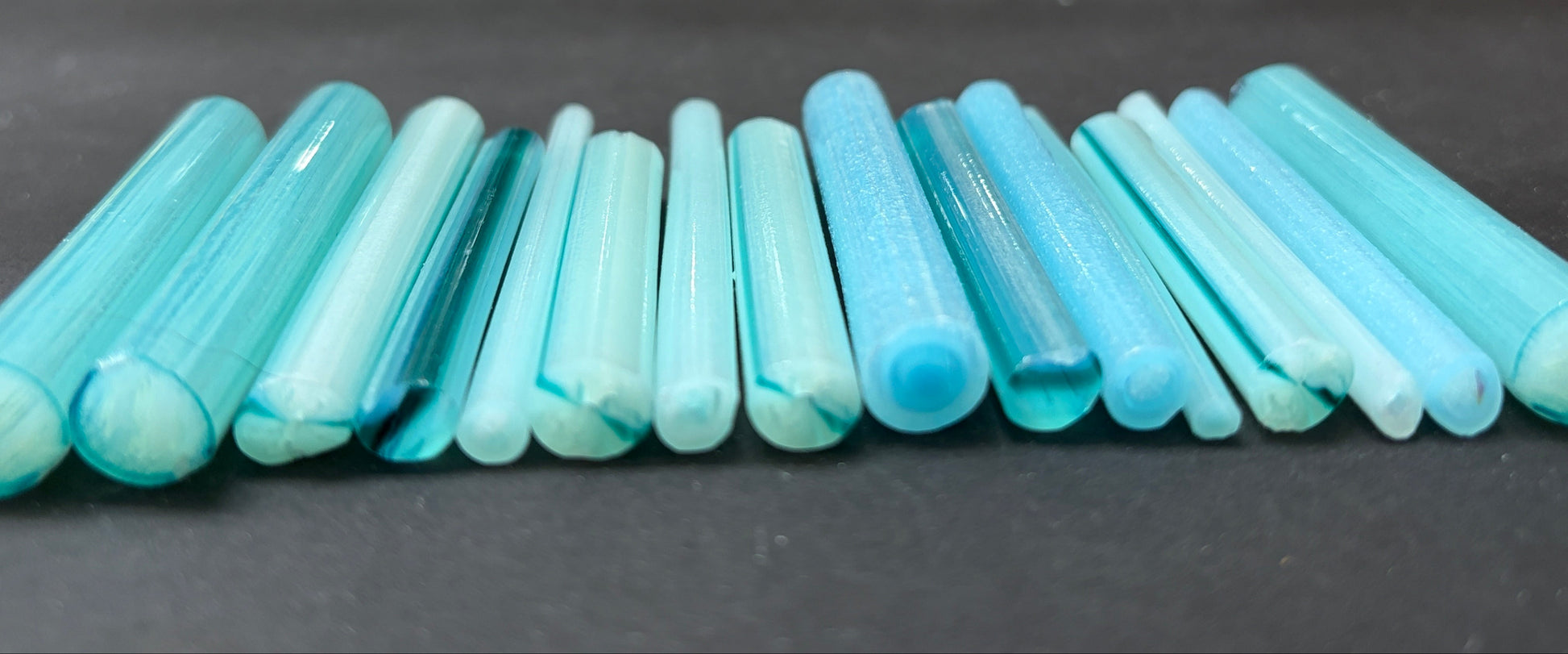 A row of blue cane
