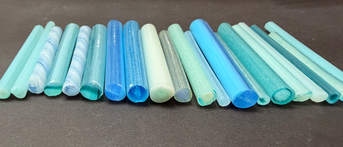 Blues with different colours of glow
