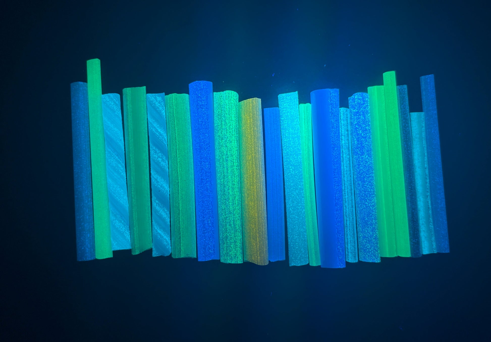 Blues with different colours of glow