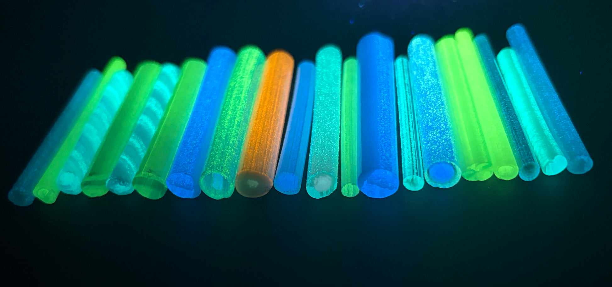 Blues with different colours of glow