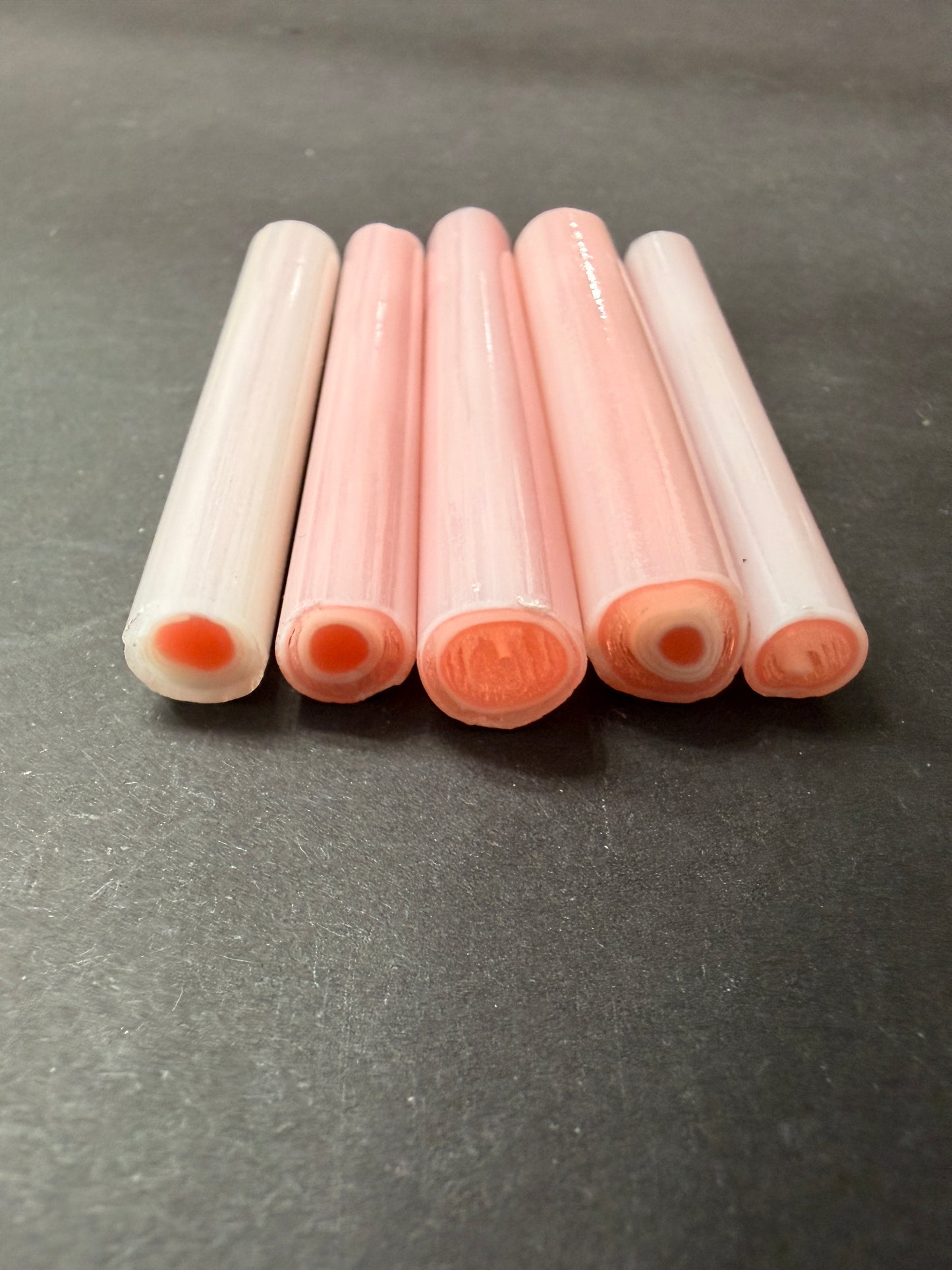Pink murrini with green glow
