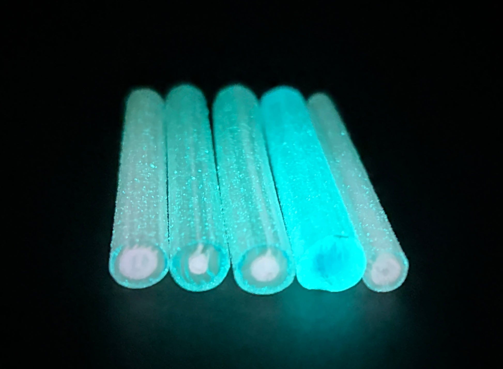 light opaque blue, transparent blue with hints of pale yellow murrini with turquoise and white  glow