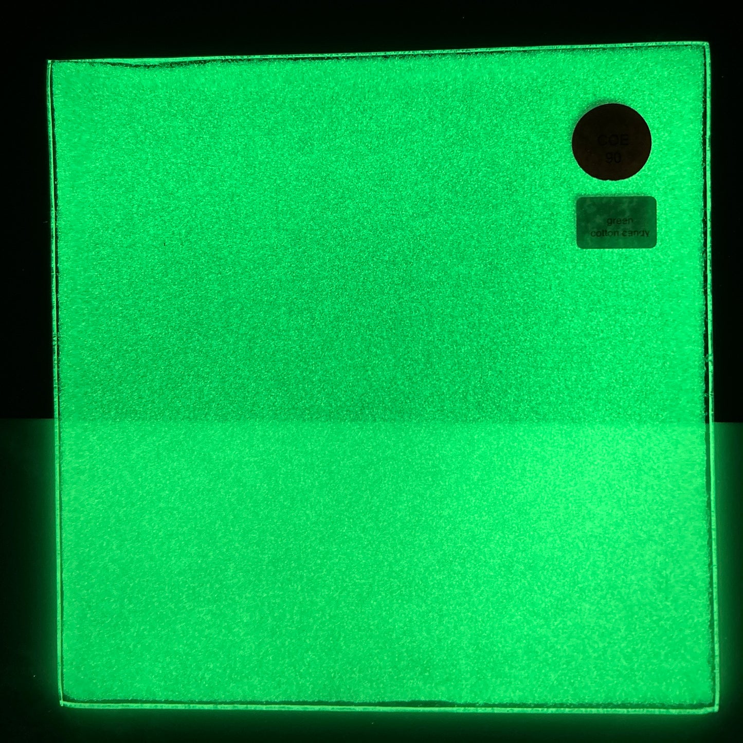 COE 90 / Pink during the day, Green glow at night/ Green Cotton Candy
