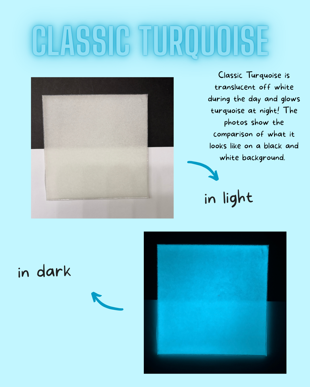 COE 96/ Classic Turquoise Glow in the Dark sheet glass