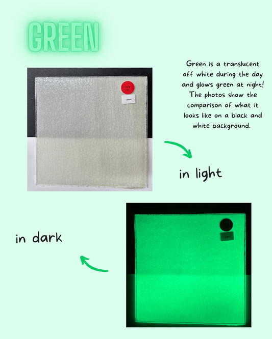 Glowing green sheet on a black & white background showing comparison