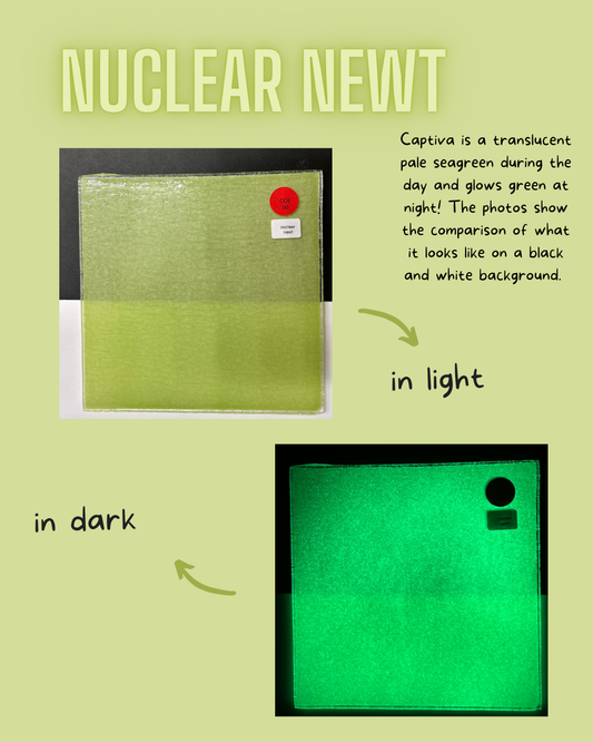 Nuclear Newt  product showing color difference between light and dark conditions 