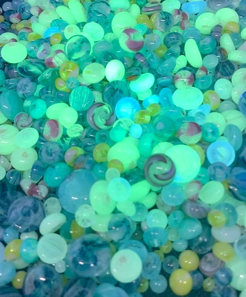 COE 90/ Glow in the Dark Dots/ fired murrini dots/Mix of Different colour rainbow Glass Dots/ mosaic /polka dots