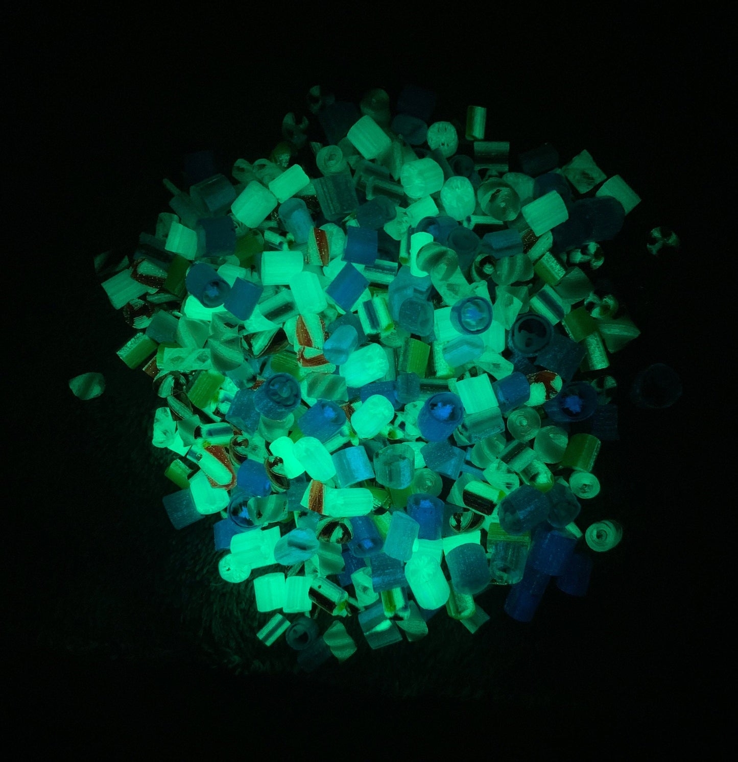 COE 90/ GlowRini! A grab bag of different colour & style glow in the dark murrini