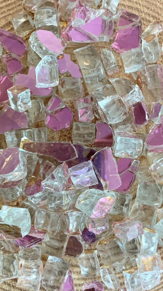 Pink shimmer reflective glass/mosaic glass/NON-FUSIBLE