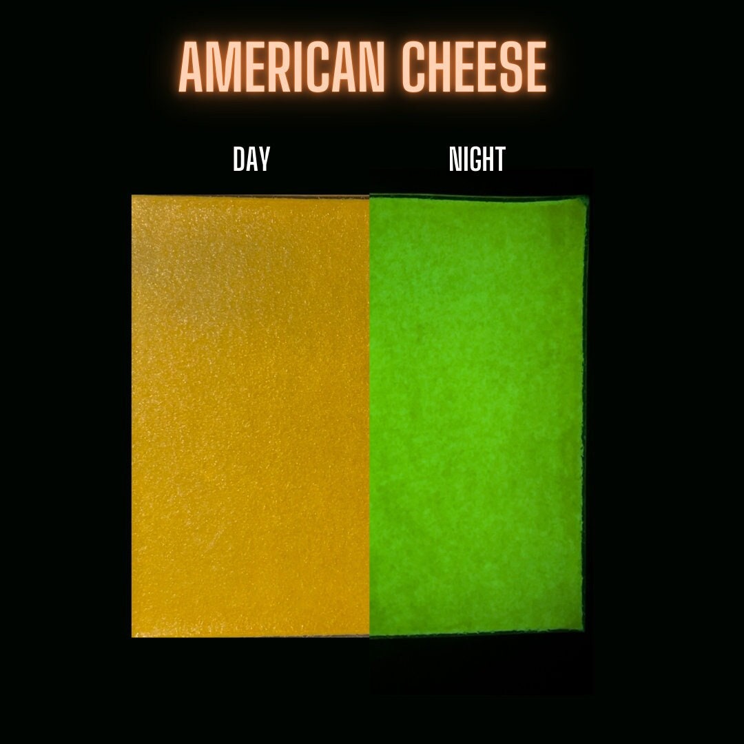 Made to Order 3mm sheet glass/COE 90- Stained Glass/Glow in the Dark sheet glass/ ORANGE during the day, green glow at night/American Cheese